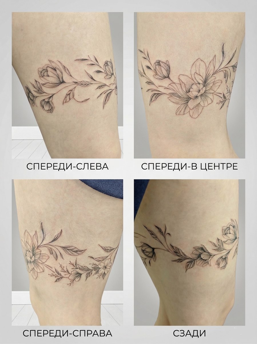 Графическая тату браслет на ноге — Томск